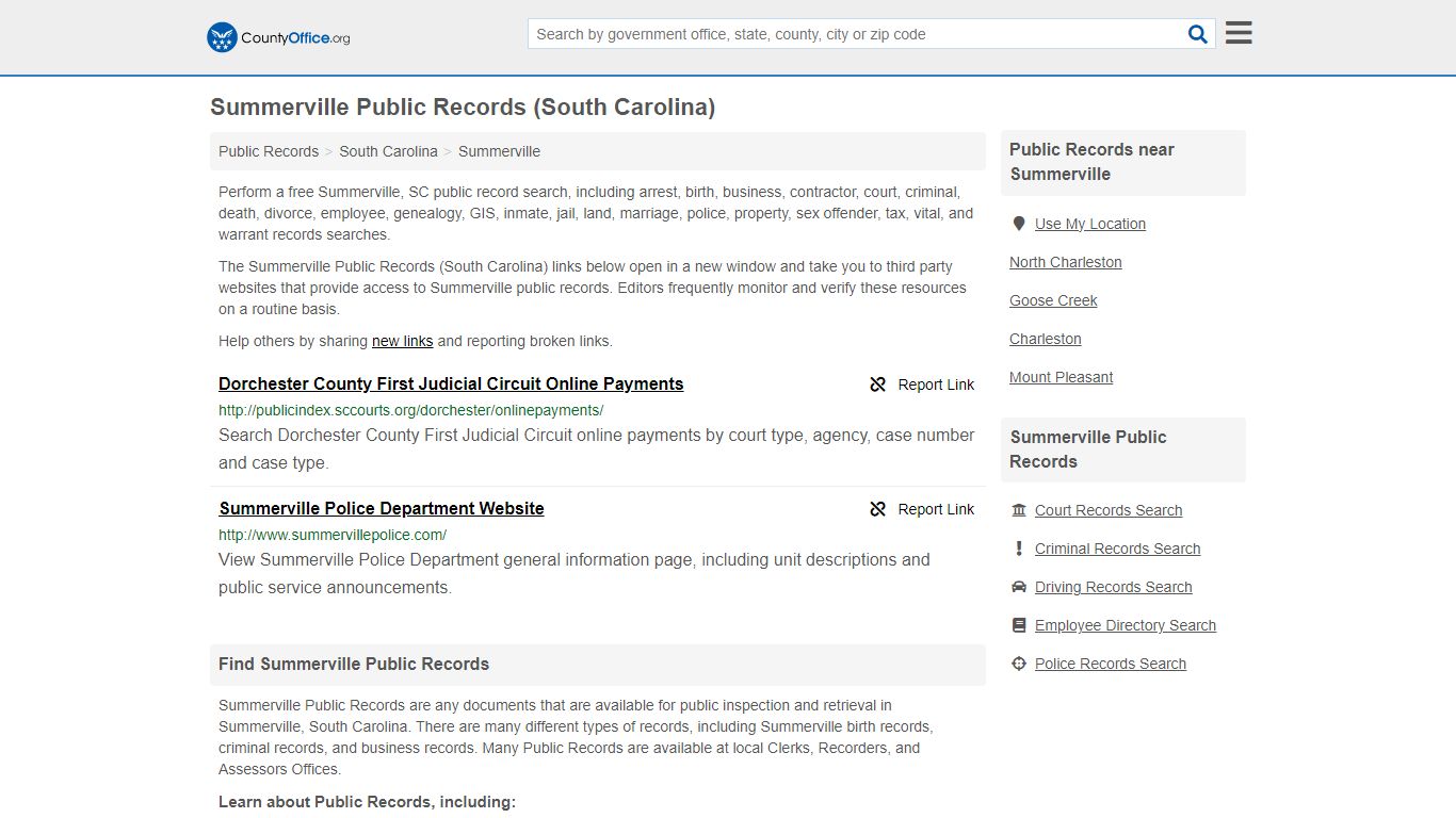 Public Records - Summerville, SC (Business, Criminal, GIS, Property ...